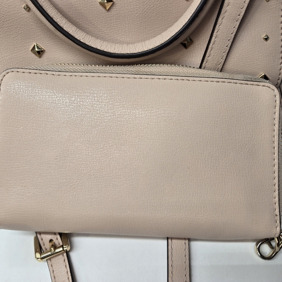 Michael Kors Ellis Leather Studded Satchel Purse With Crossbody Strap/wallet - Picture 11 of 16